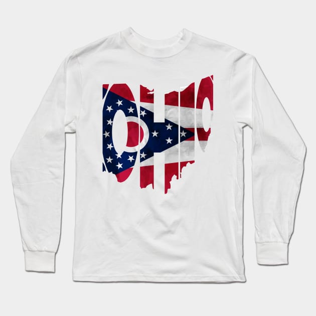 Ohio Typo Map Long Sleeve T-Shirt by inspirowl